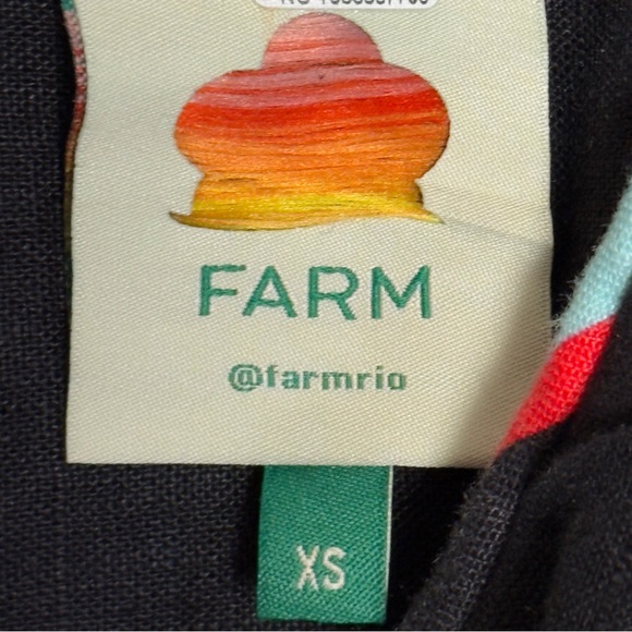 Farm Rio Black Linen Colored Striped Mini Dress Size XS - Picture 7 of 8